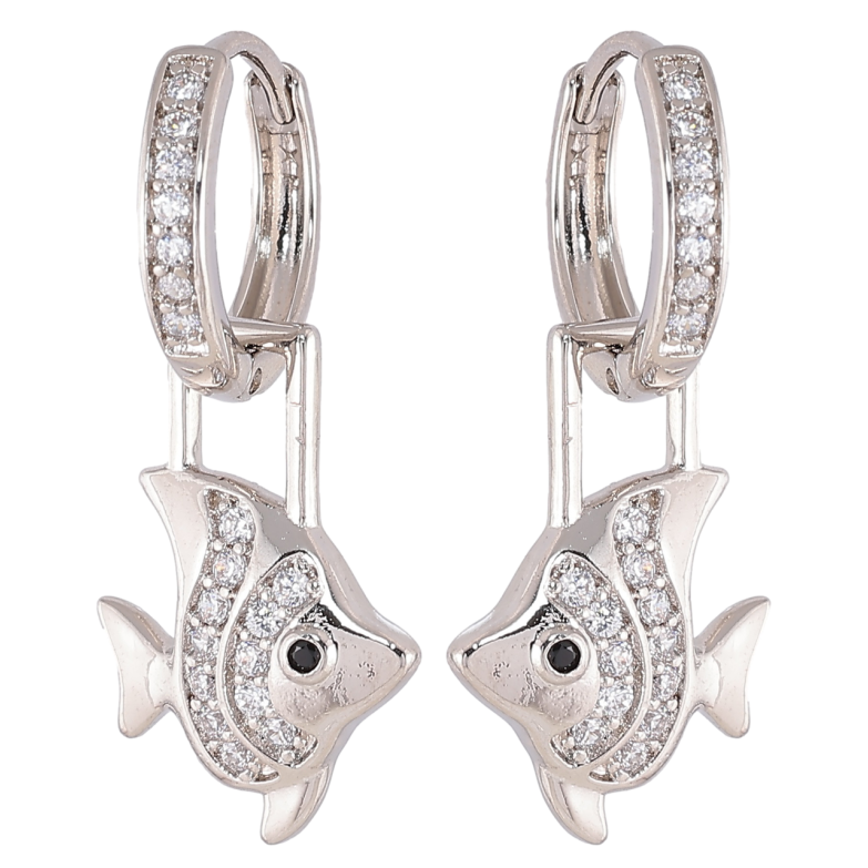 Сережки Xuping Родій  підвіски на колечках «Рибки» 2 в 1 фото №1