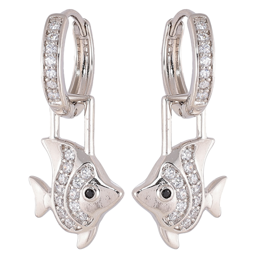 Сережки Xuping Родій  підвіски на колечках «Рибки» 2 в 1 фото №1