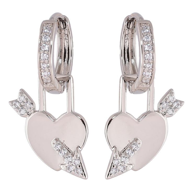 Серьги Xuping Родий подвески на колечках Сердечки 2 в 1 фото №10