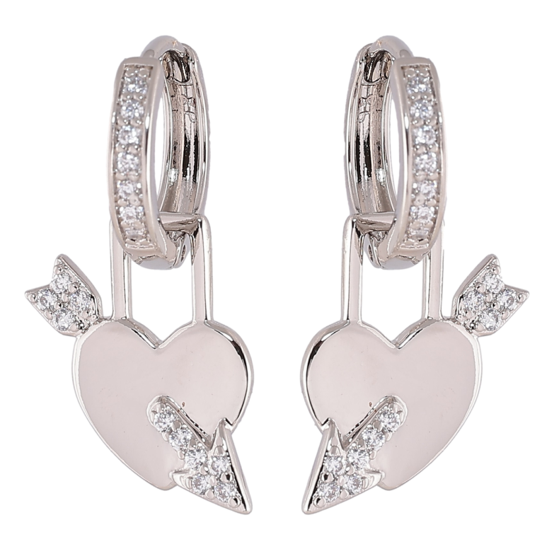 Сережки Xuping Родій  підвіски на колечках «Сердечка» 2 в 1 фото №1