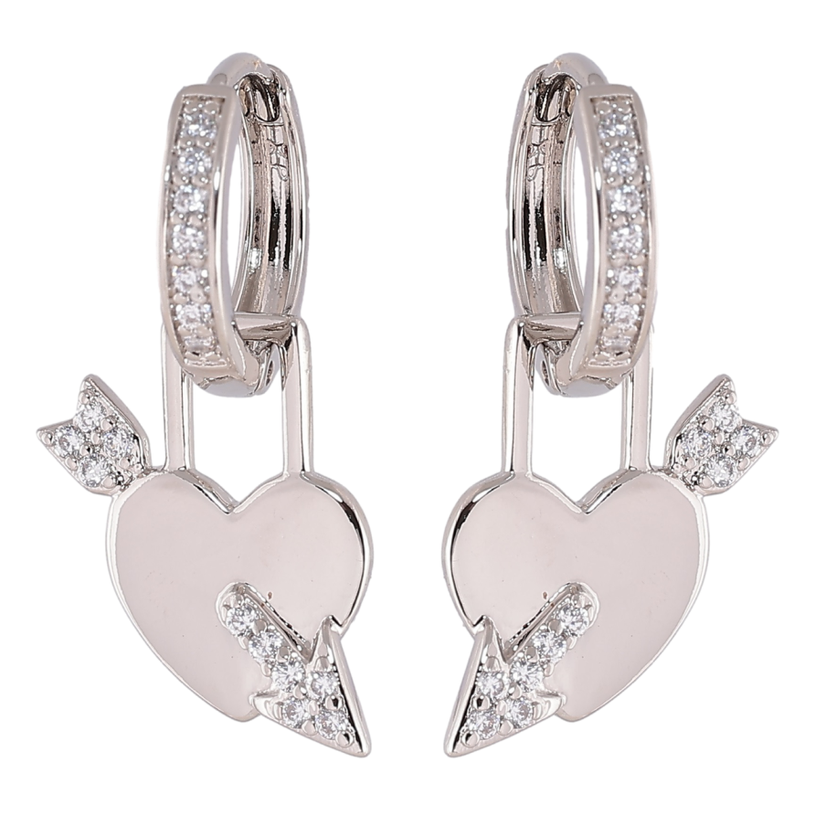 Сережки Xuping Родій  підвіски на колечках «Сердечка» 2 в 1 фото №1