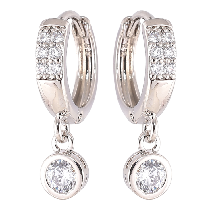 Серьги Xuping Родий подвески на колечках Фианиты ø 5мм фото №13