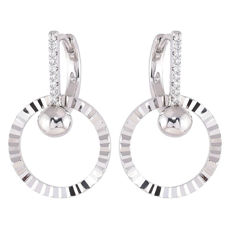 Серьги Xuping Родий подвески на колечках Круглые подвески с дорожками циркония фото №19