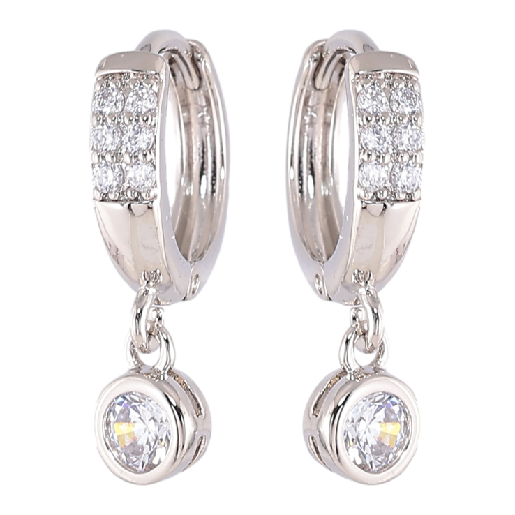 Серьги Xuping Родий подвески на колечках Фианиты ø 5мм фото №18