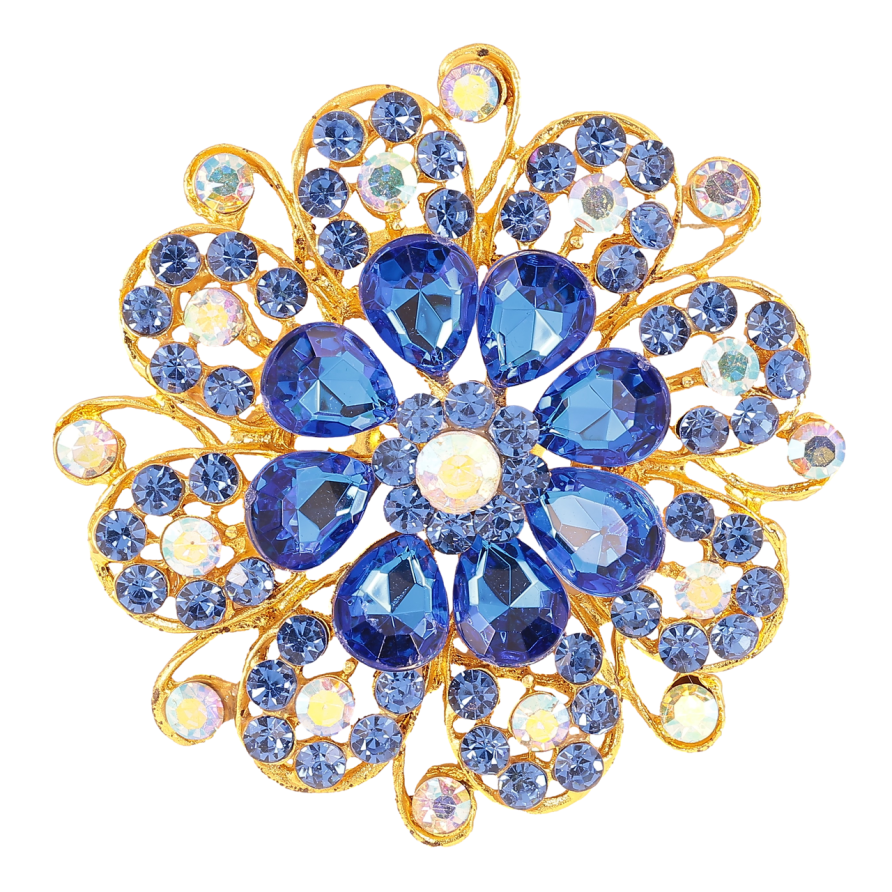 Брошка «Квітка з синіми стразами» фото №1 Брошка «Квітка з синіми стразами» фото №1