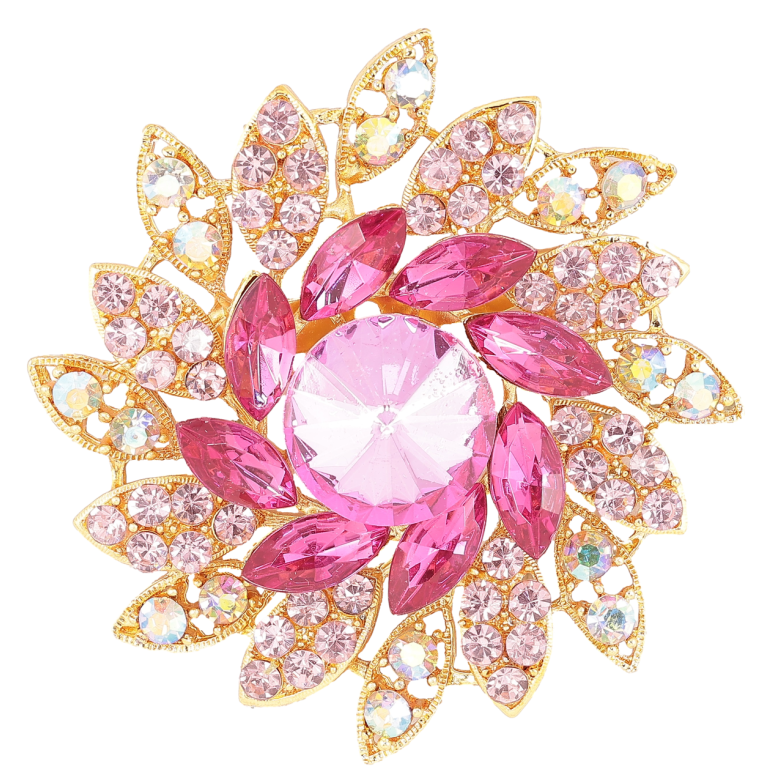 Брошка «Квітка з розовыми стразами» фото №1