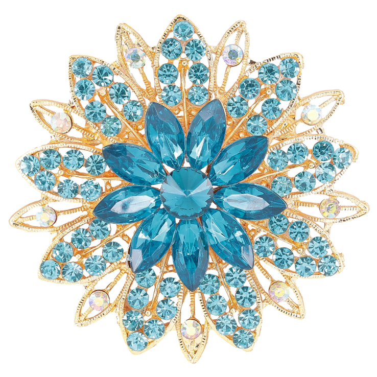 Брошь Цветок с бирюзовыми стразами фото №21 Брошь Цветок с бирюзовыми стразами фото №21