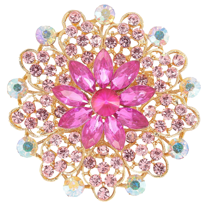 Брошь Цветок с розовыми стразами фото №1
