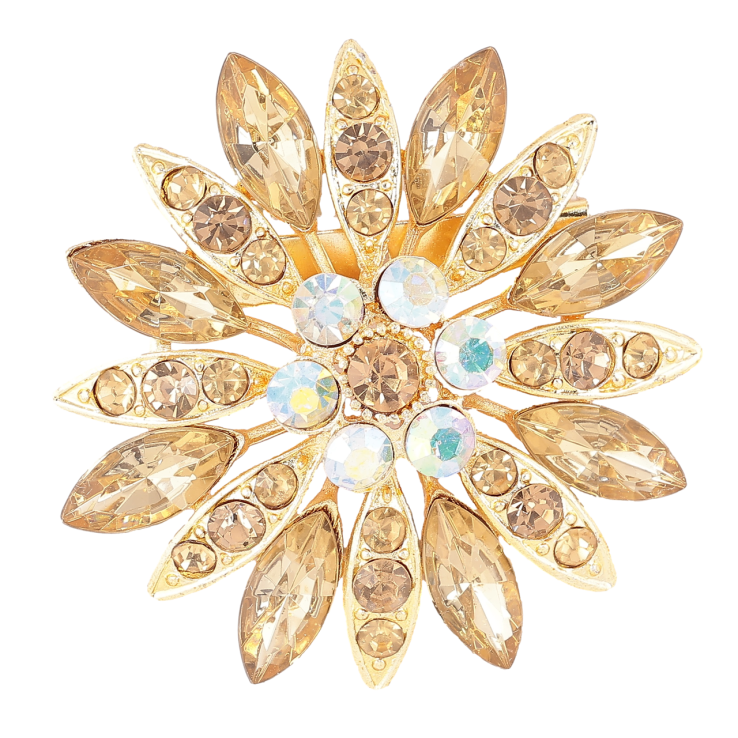 Брошь Цветок с золотистыми стразами фото №17 Брошь Цветок с золотистыми стразами фото №17