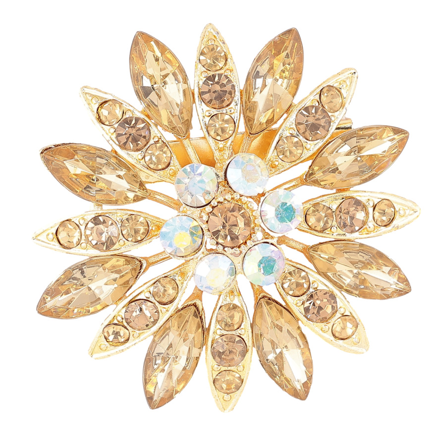 Брошка «Квітка з золотистими стразами» фото №1 Брошка «Квітка з золотистими стразами» фото №1