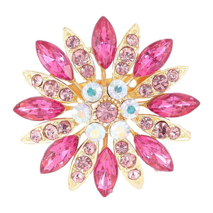 Брошь Цветок с розовыми стразами фото №10 Брошь Цветок с розовыми стразами фото №10