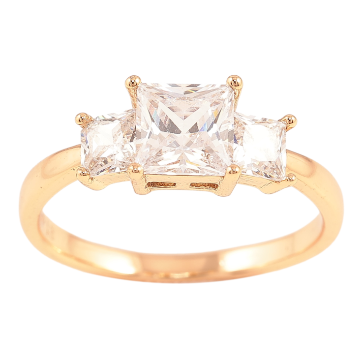 Кольцо Xuping Позолота 18K Три фианита фото №7