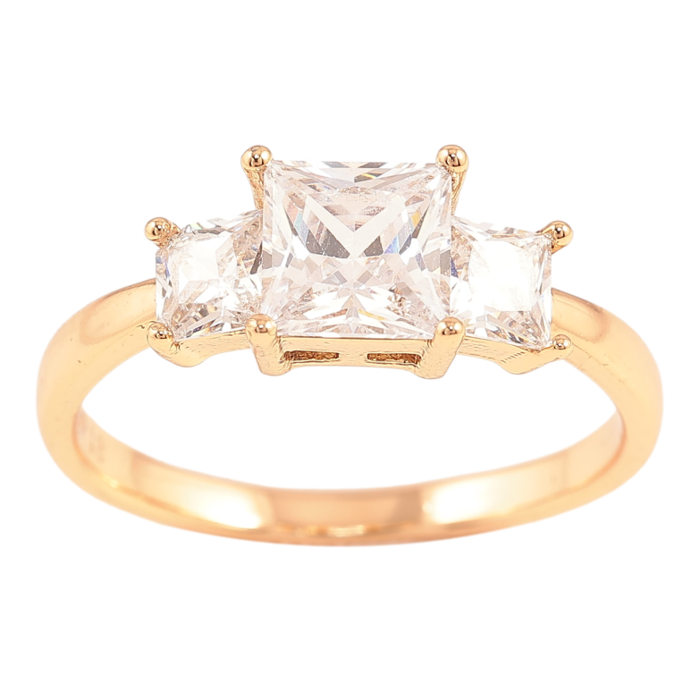 Кольцо Xuping Позолота 18K Три фианита фото №1