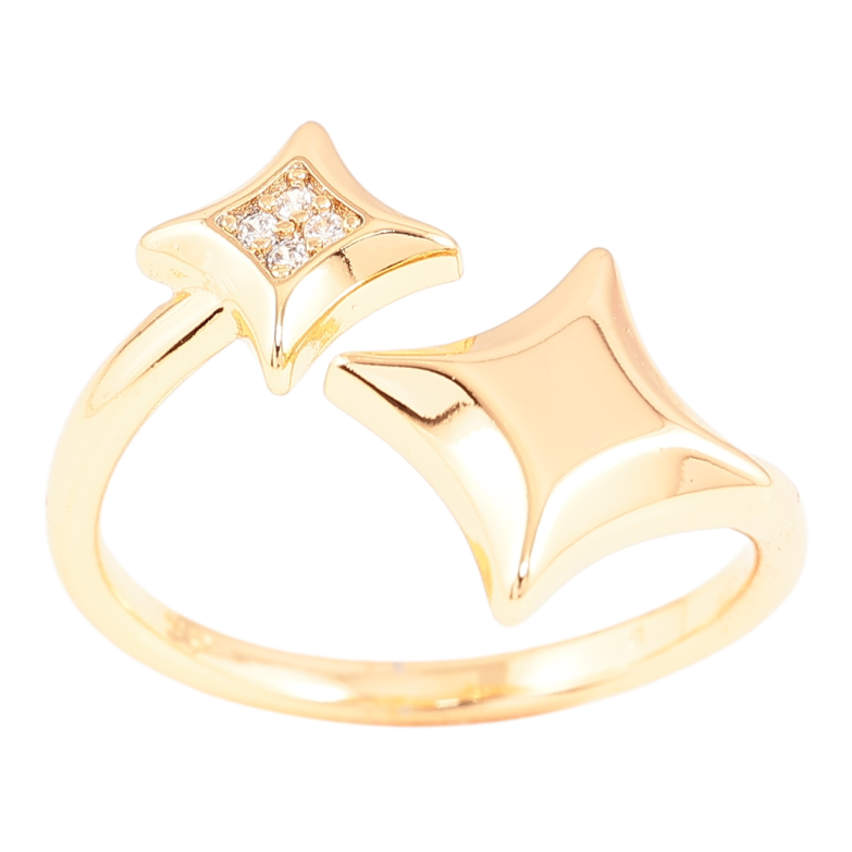 Кольцо Xuping Позолота 18K Ромбы с цирконием фото №1 Кольцо Xuping Позолота 18K Ромбы с цирконием фото №1