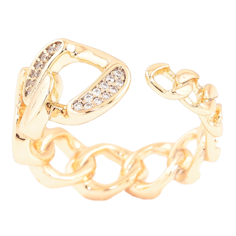 Каблучка Xuping Позолота 18K «Візерунок ланцюжок з цирконієм» фото №1 Каблучка Xuping Позолота 18K «Візерунок ланцюжок з цирконієм» фото №1