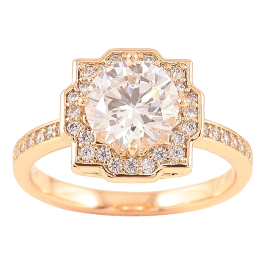 Кольцо Xuping Позолота 18K Фианит в обрамлении циркония фото №1