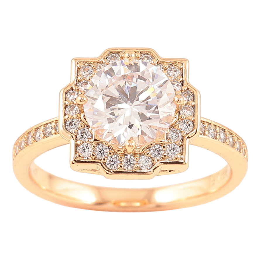 Кольцо Xuping Позолота 18K Фианит в обрамлении циркония фото №1