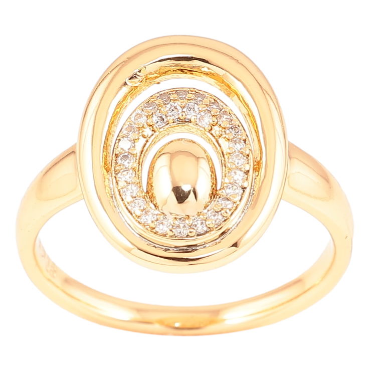 Каблучка Xuping Позолота 18K «Овальний купол з цирконієм» фото №3