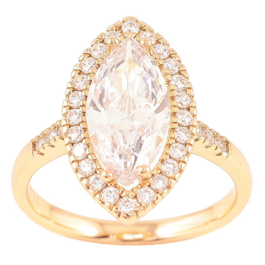 Каблучка Xuping Позолота 18K «Фіаніт в обрамленні цирконію» фото №1 Каблучка Xuping Позолота 18K «Фіаніт в обрамленні цирконію» фото №1