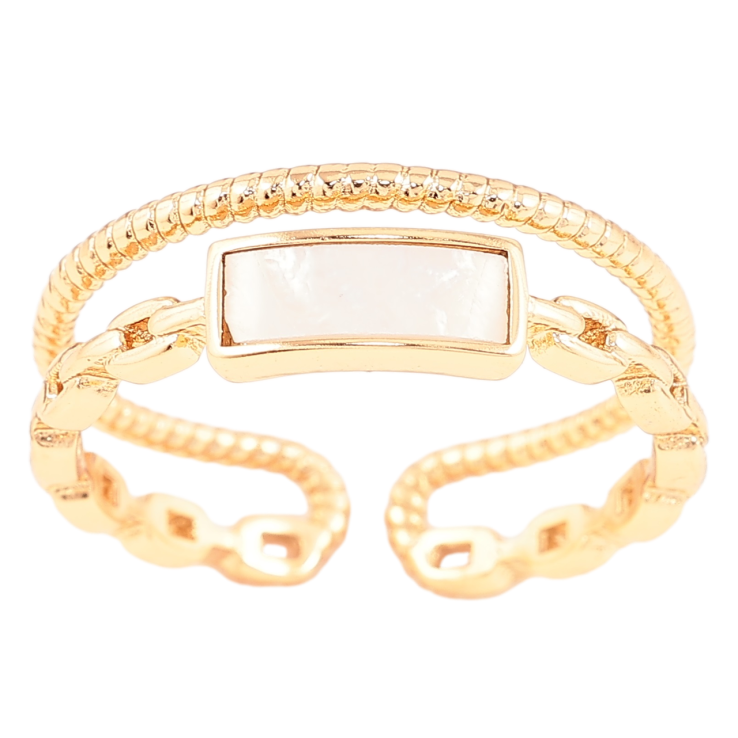 Каблучка Xuping Позолота 18K «Подвійна шинка з візерунком ланцюжок і перламутровою вставкою» фото №17