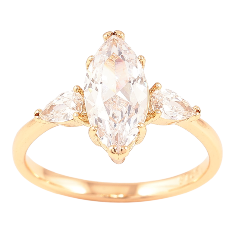 Кольцо Xuping Позолота 18K Три кристалла фото №1