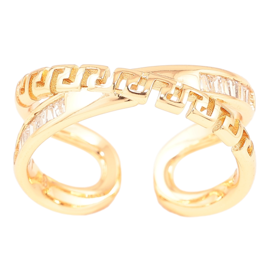 Кольцо Xuping Позолота 18K Греческий узор с дорожкой цирконием фото №1