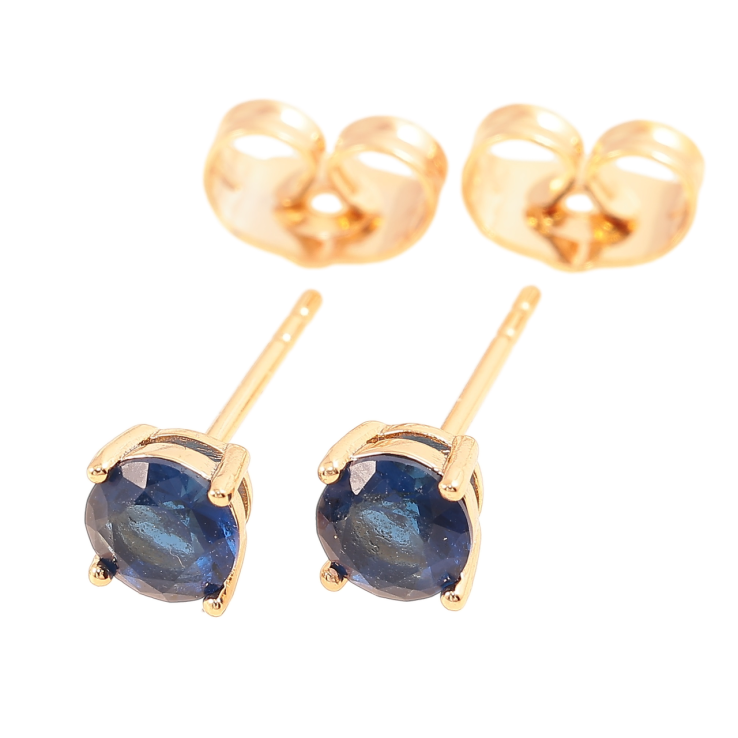 Серьги Xuping Позолота 18K пусеты Синие фианиты ø 5мм фото №4