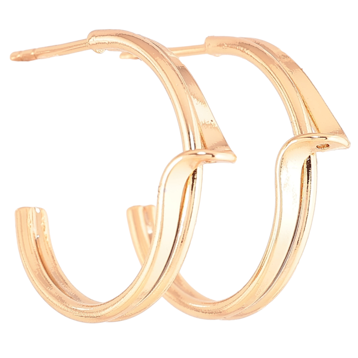 Серьги Xuping Позолота 18K пусеты Декоративные дуги узор на одну сторону фото №14