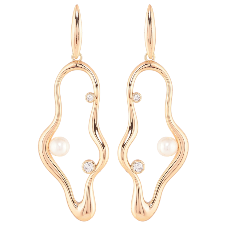 Серьги Xuping Позолота 18K пусеты Декоративные подвески с цирконием и жемчужинами фото №12