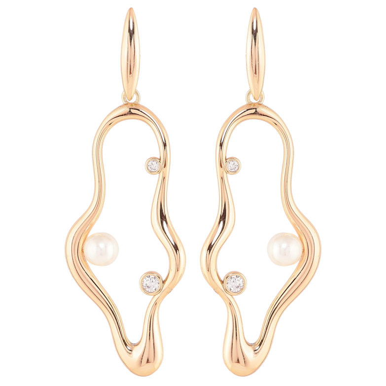 Серьги Xuping Позолота 18K пусеты Декоративные подвески с цирконием и жемчужинами фото №1