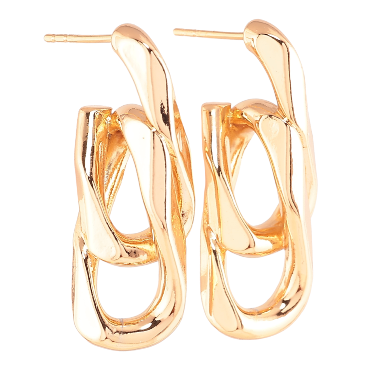 Серьги Xuping Позолота 18K пусеты Звенья цепочки узор на одну сторону фото №10