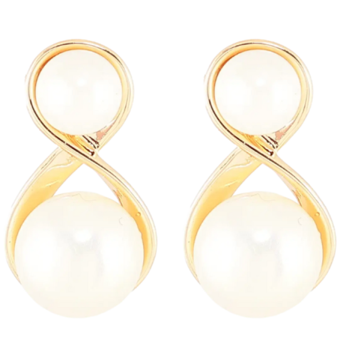 Серьги Xuping Позолота 18K пусеты Восьмерки с жемчужинами фото №15