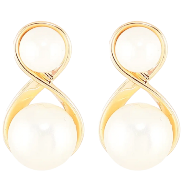 Сережки Xuping Позолота 18K пусети «Вісімки з перлинами» фото №1