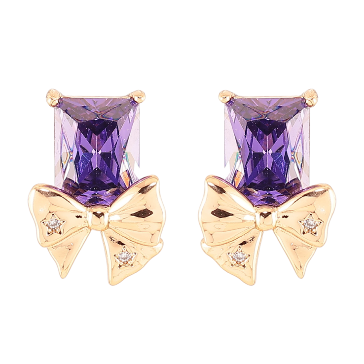 Серьги Xuping Позолота 18K пусеты Сиреневые фианиты с бантами фото №21 Серьги Xuping Позолота 18K пусеты Сиреневые фианиты с бантами фото №21