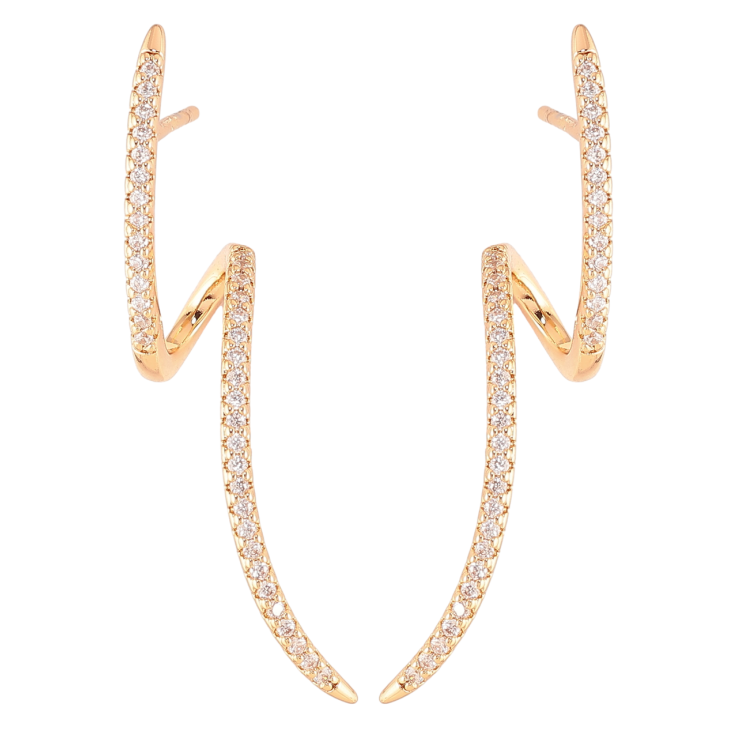 Серьги Xuping Позолота 18K пусеты Витые дорожки циркония фото №18