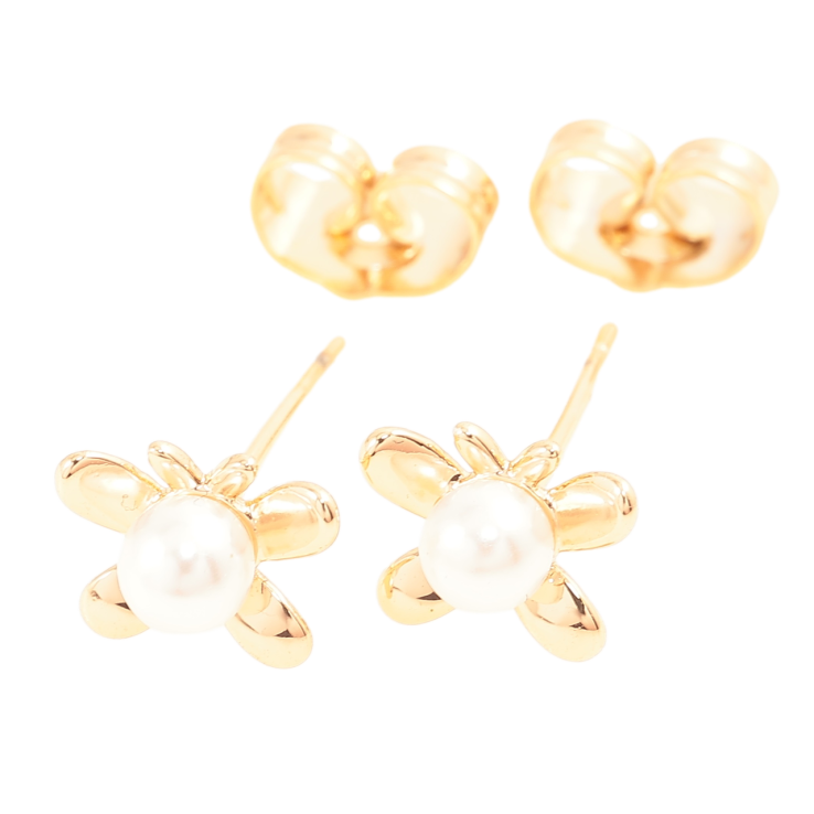 Серьги Xuping Позолота 18K пусеты Бабочки с жемчужинами фото №19