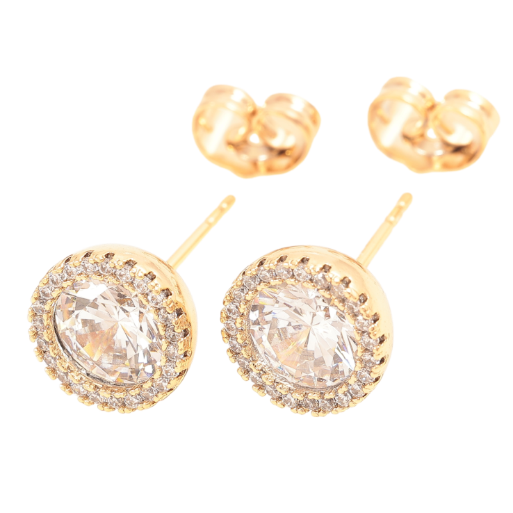 Серьги Xuping Позолота 18K пусеты Фианиты в обрамлении циркония ø 10мм фото №13 Серьги Xuping Позолота 18K пусеты Фианиты в обрамлении циркония ø 10мм фото №13