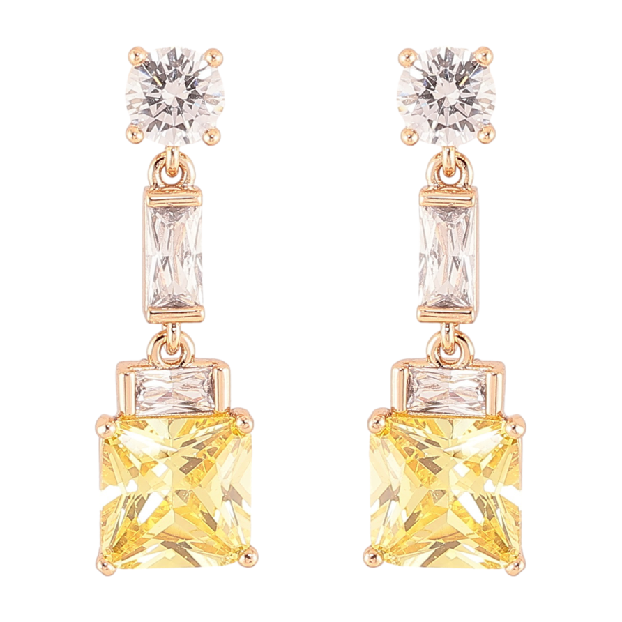 Серьги Xuping Позолота 18K пусеты Кристальные подвески с желтыми фианитами фото №1