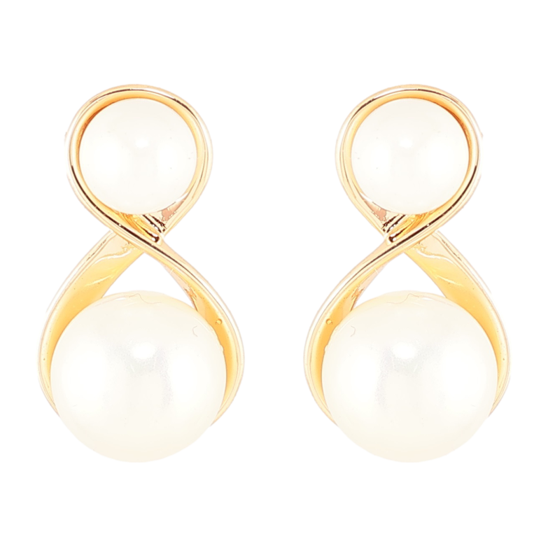 Серьги Xuping Позолота 18K пусеты Восьмерки с жемчужинами фото №19