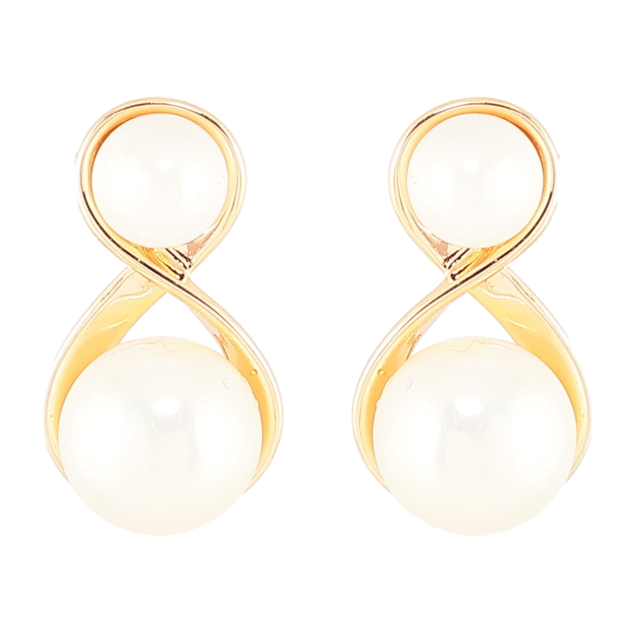 Сережки Xuping Позолота 18K пусети «Вісімки з перлинами» фото №1