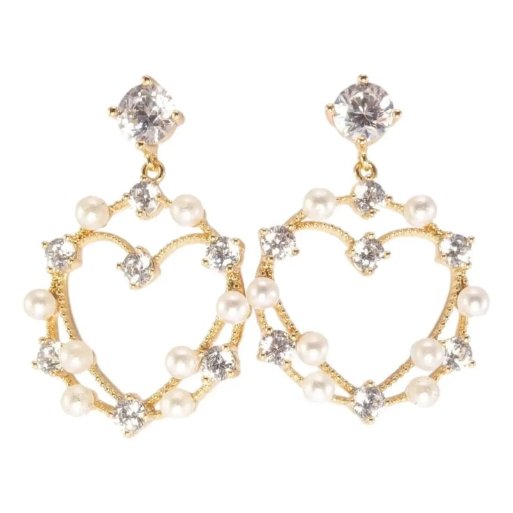 Серьги Xuping Позолота 18K подвески на гвоздиках Романтичные подвески с цирконием и жемчугом фото №19