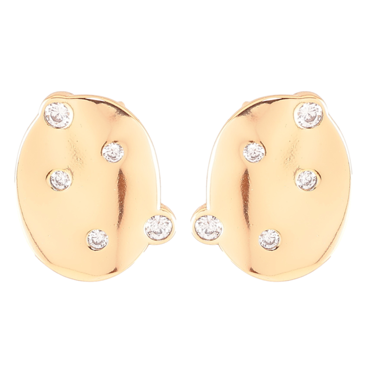 Серьги Xuping Позолота 18K пусеты Овалы с россыпью циркония фото №6