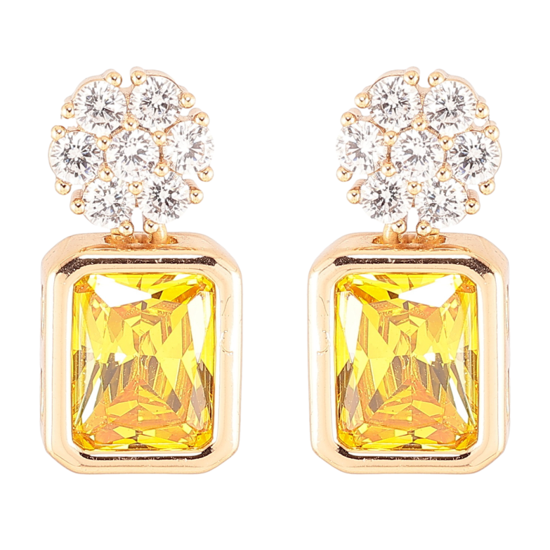 Сережки Xuping Позолота 18K пусети «Кришталеві квіточки з жовтими фіанітами» фото №1