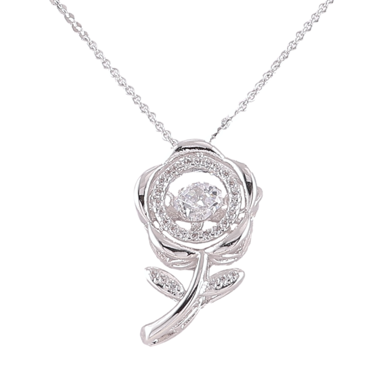 Кулон на цепочке Xuping Родий Цветок с Танцующим кристаллом длина 41-46см х 1мм фото №1