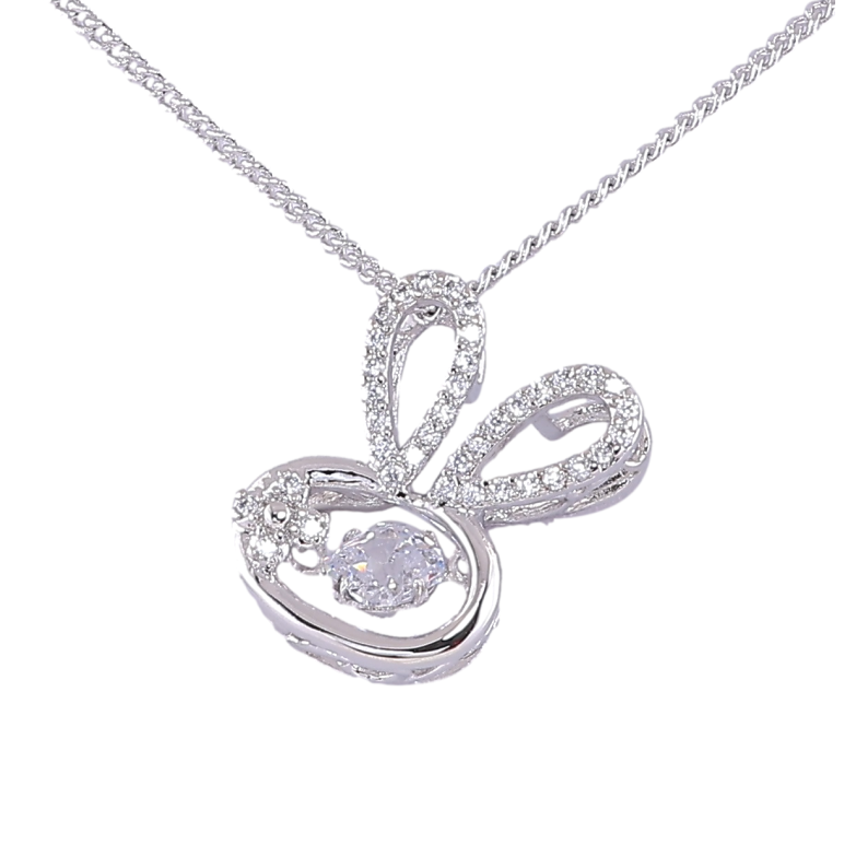 Кулон на цепочке Xuping Родий Зайчик с Танцующим кристаллом длина 41-46см х 1мм фото №1