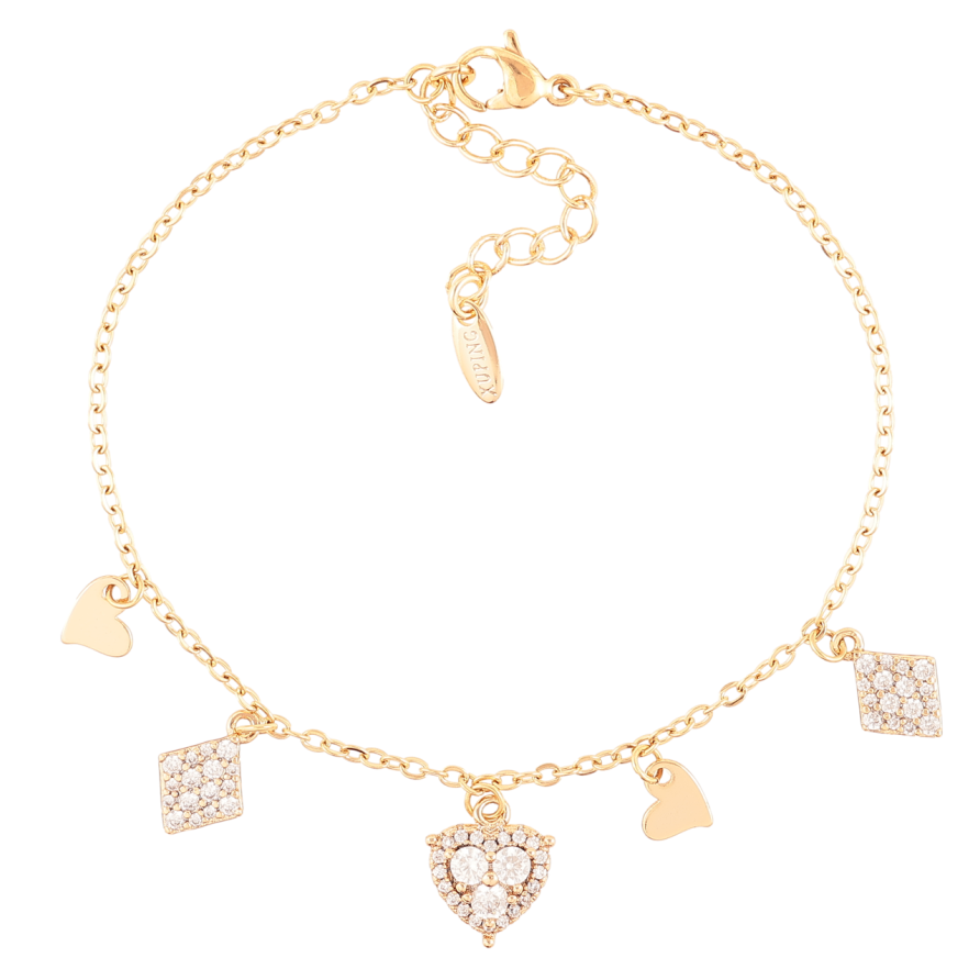 Браслет Xuping Позолота 18K Цепочка с подвесками размер с доп.цепочкой 17-20.5см х 1мм фото №1