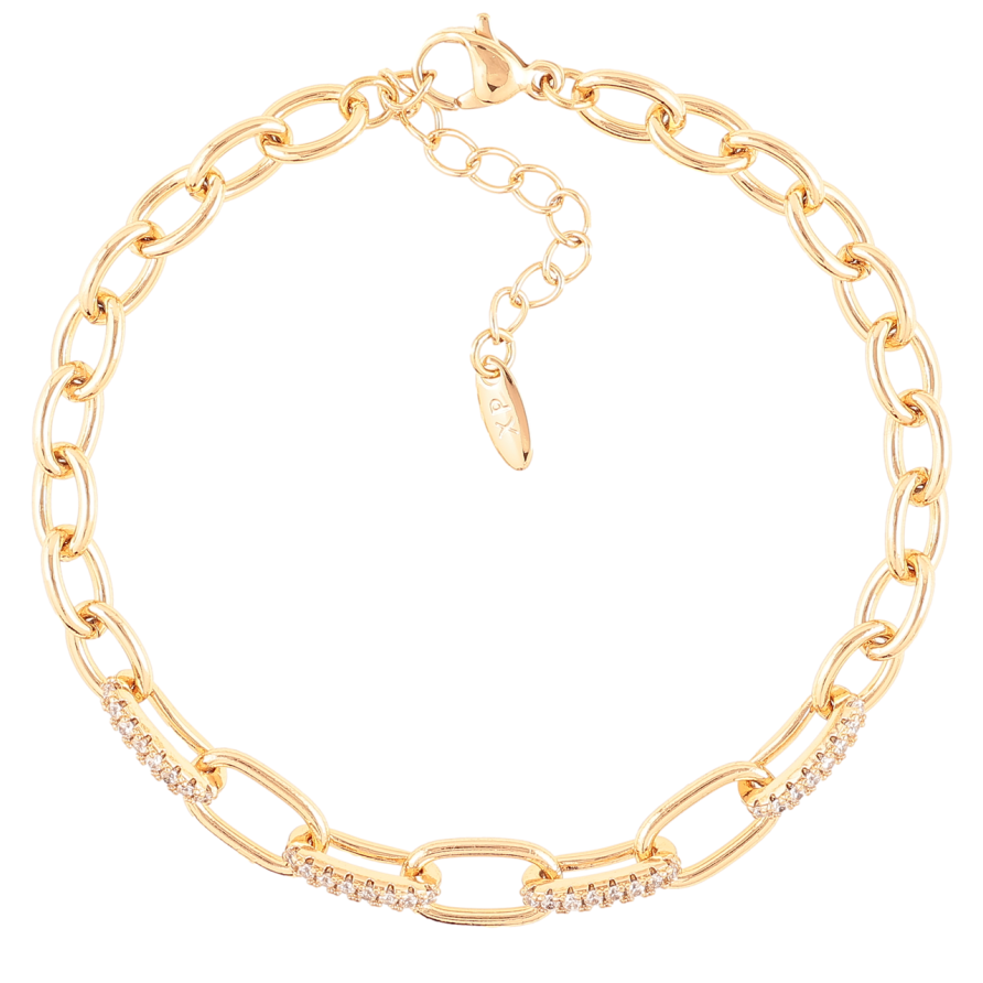 Браслет Xuping Позолота 18K Ланцюжок Якірний з цирконієм» розмір з доп.ланцюжком 17-20.5см х 5мм фото №1 Браслет Xuping Позолота 18K Ланцюжок Якірний з цирконієм» розмір з доп.ланцюжком 17-20.5см х 5мм фото №1