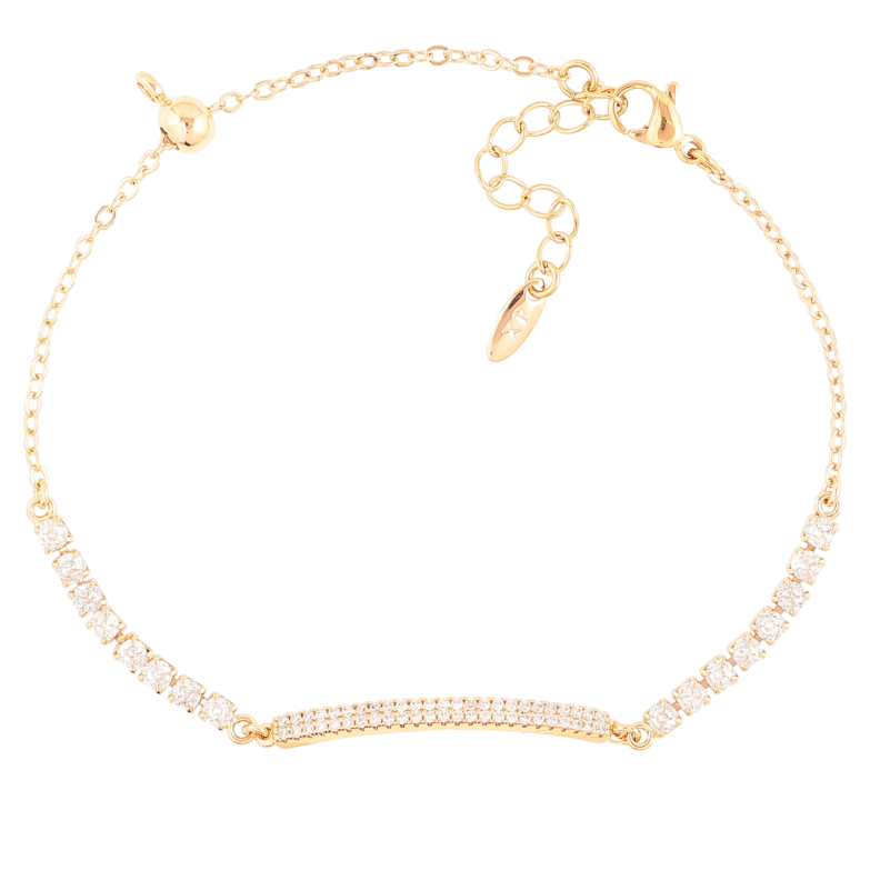 Браслет Xuping Позолота 18K Цепочка с цирконием размер с доп.цепочкой и бегунок 12(20)-23см х 1.5мм фото №1