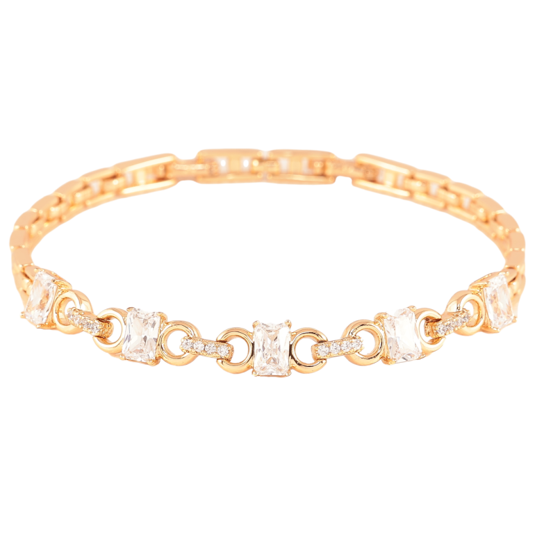 Браслет Xuping Позолота 18K Візерунок з фіанітами» розмір з доп.замком 17,19см х 4мм фото №1