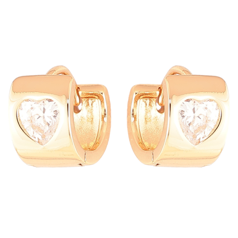 Серьги Xuping Позолота 18K колечки Кристальные сердечки фото №1 Серьги Xuping Позолота 18K колечки Кристальные сердечки фото №1